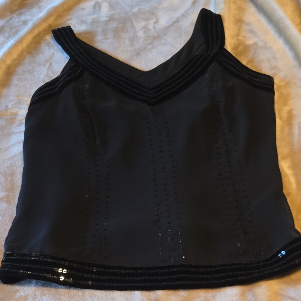 LOFT Black Camisole with Sequin Detail